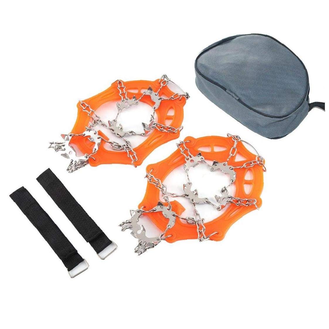 Crampons de Traction Crampons Ice Snow Grips pour Chaussures avec 19 Pointes en Acier Inoxydable pour la Marche, Le Jogging, l'escalade, la randonnée sur la Neige et la Glace (Oran