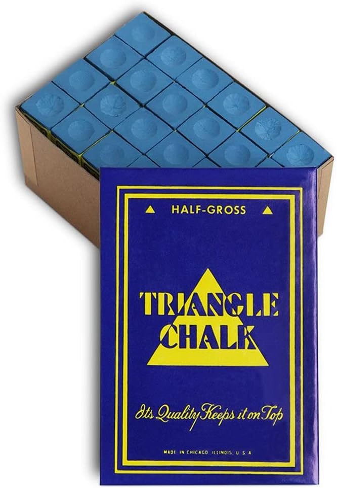 Triangle Billiard Pool Cue Chalk - 1/2 Gross - 72 pcs - Made in The USA (Blue)