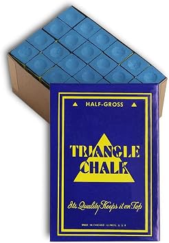 Triangle Billiard Pool Cue Chalk - 1/2 Gross - 72 pcs - Made in The USA Blue