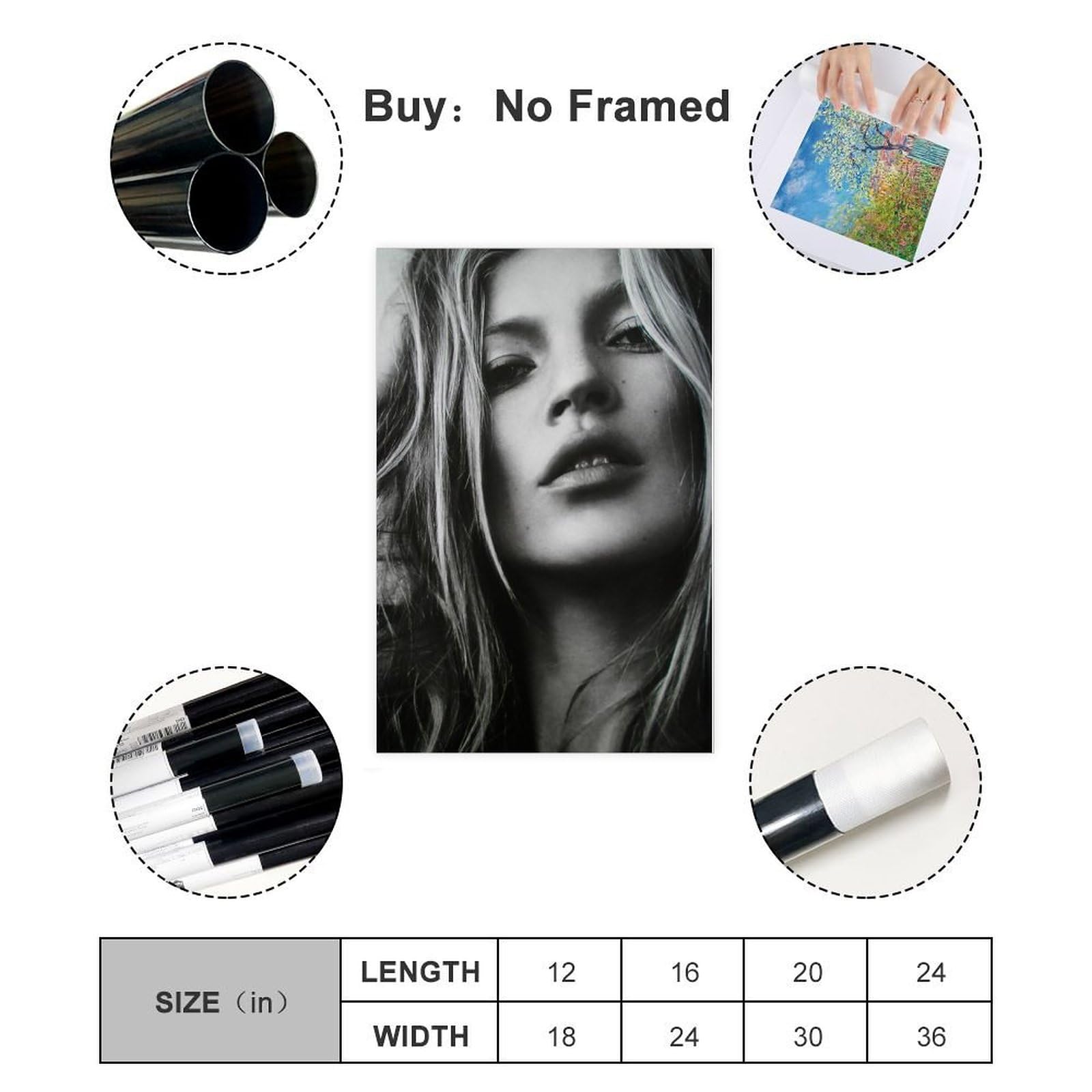 Lot De 3 Affiches Kate Moss Vintage Sur Toile - 20x30 Cm, Décoration Murale Chambre, Style Rétro
