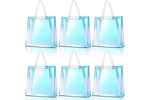 6 PK Iridescent Stadium Approved Clear Tote Bag with Handles