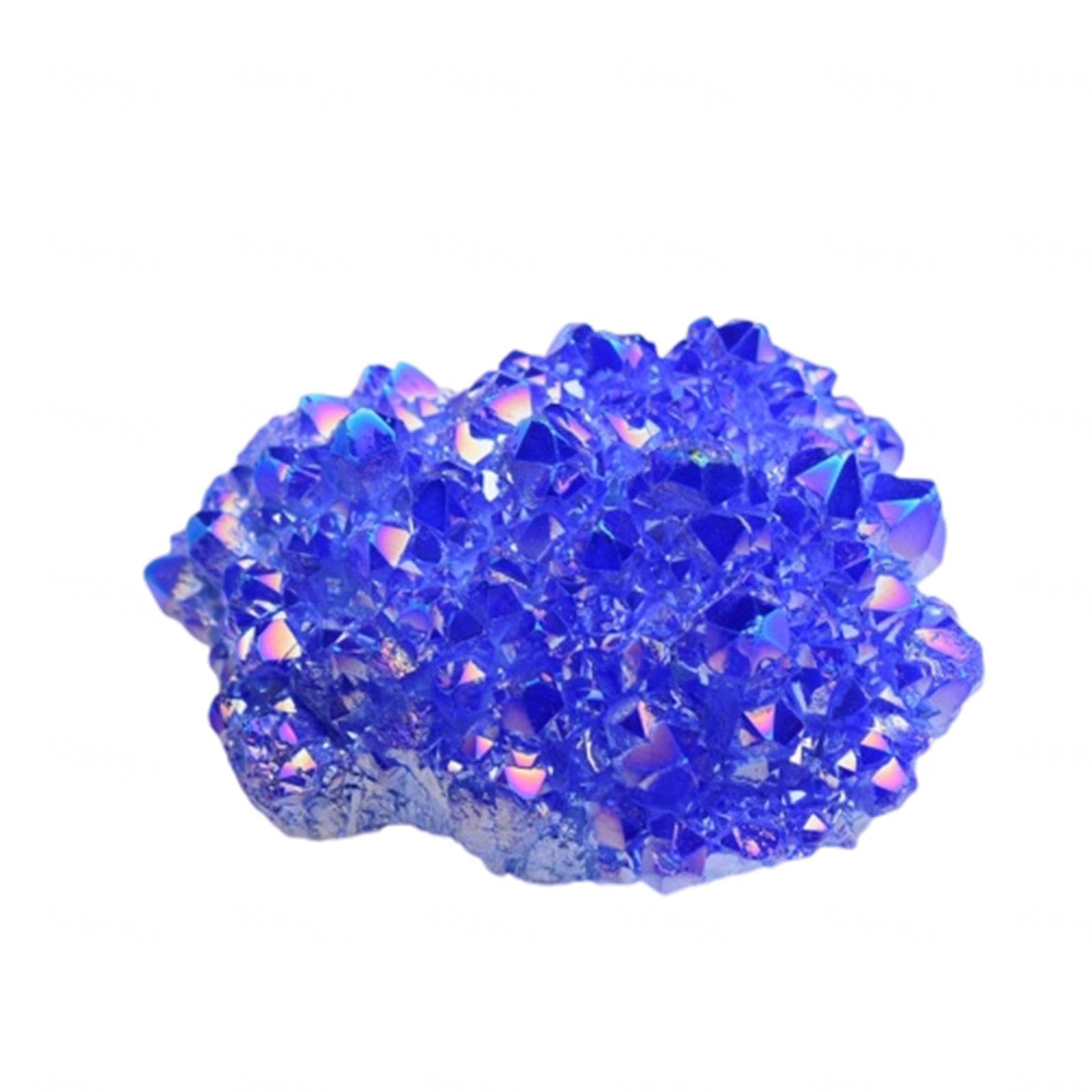 DPURPIWADY Blue Crystal Cluster,Rainbow Titanium Coated Quartz Geode Gemstone Figurine, for Home Decoration,Feng Shui,150g