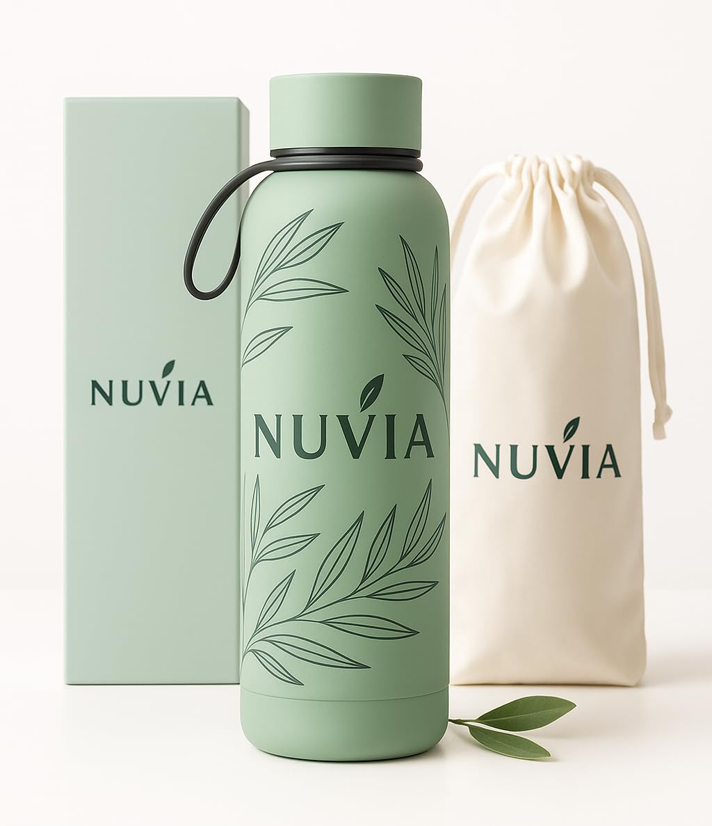 Borraccia Termica Lifestyle - Mantiene Caldo e Freddo - Senza Odore - Zero perdite - 500ml - Con Sacca in Tessuto fatta a mano - Design Italiano Nuvia