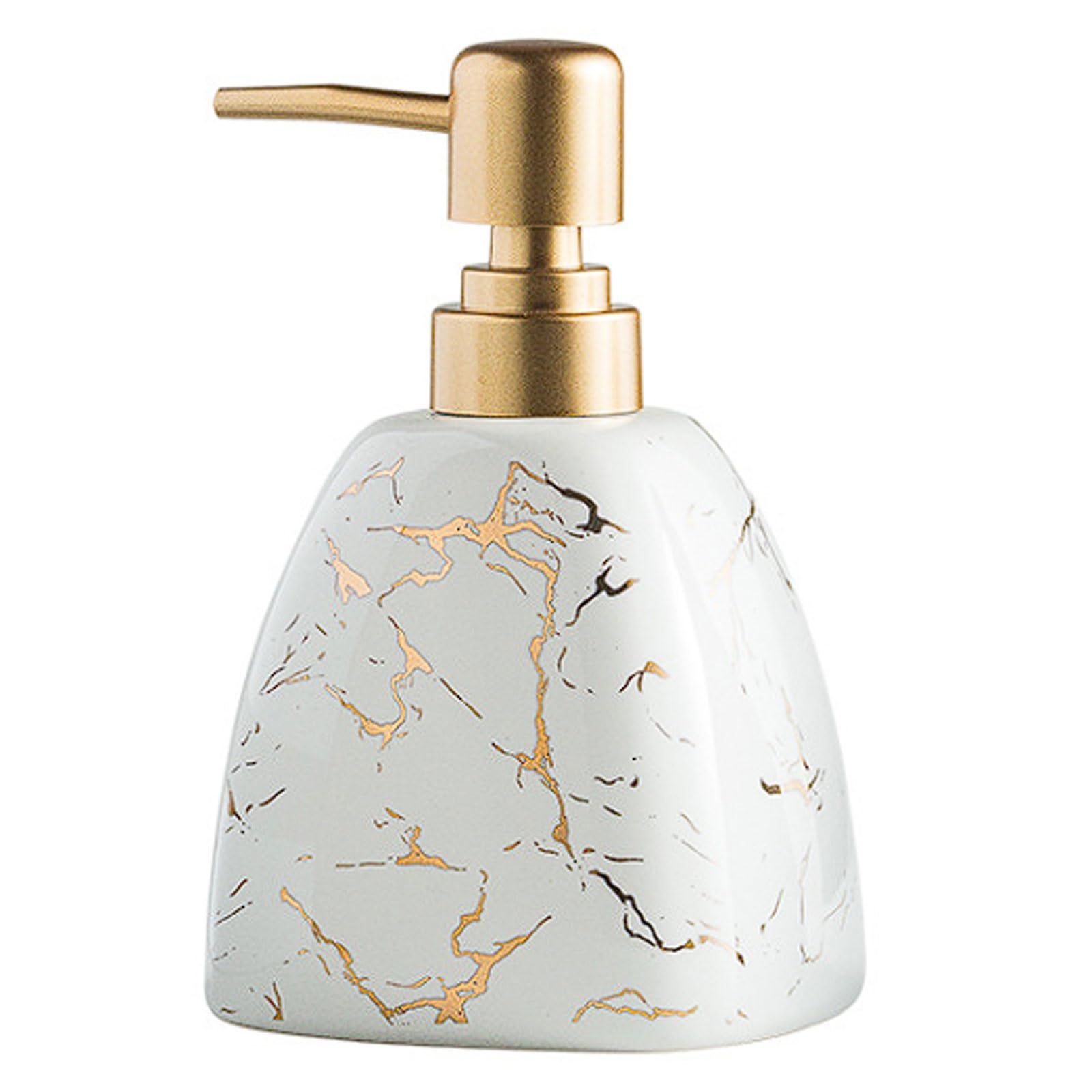 Marble Pattern Ceramic Lotion Bottle 350ml Shampoo Shower Gel Dispenser, Hotel Pump for Hand Soap Conditioner(Wei�)