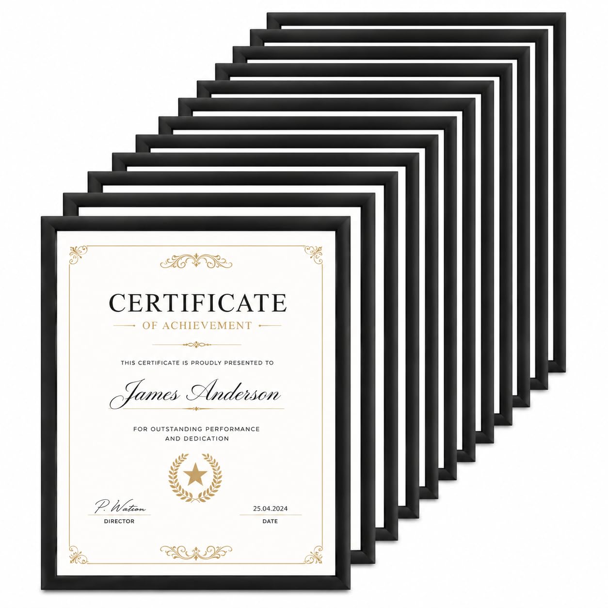 Pack of 12 Home Collection A4 Certificate Frame, Black, Styrene, 21 x 29.7 cm, Wall Mount or Tabletop