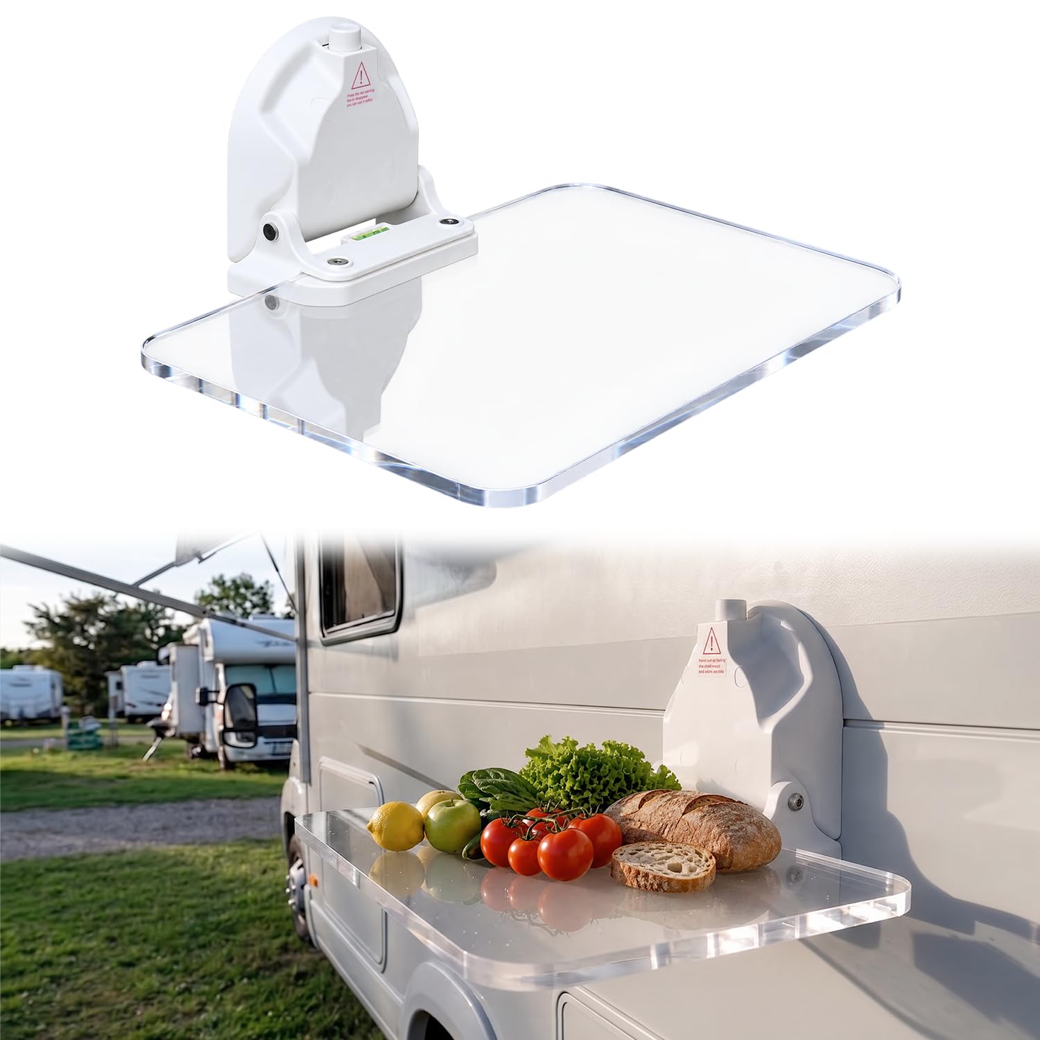 Saugnapf Klappbarer Acryl‑Tisch, Bohrloser Abnehmbarer Schwimmender Ablagetisch, Multifunktionaler Wohnmobil‑Tisch Für Innen & Außen, Essbrett, Laptop‑Ständer, Ablage Für Camping Overlanding