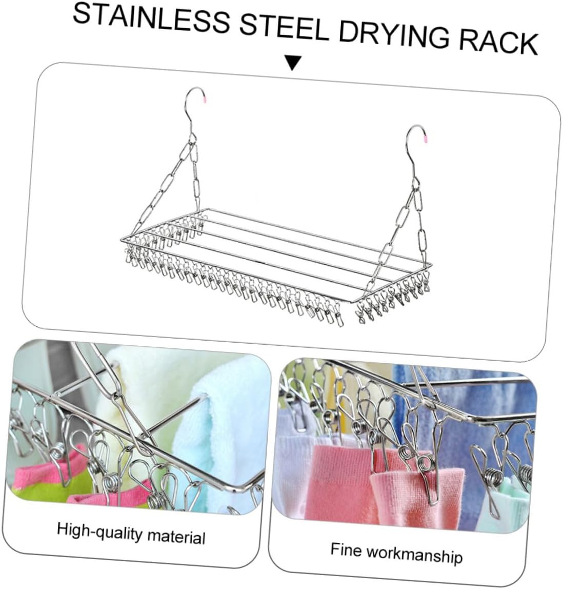 Stainless Steel Multifunctional Balcony Clothes Drying Rack with 45 Rods for Socks and Pants, Space-Saving Laundry Organizer for Indoor and Outdoor Use