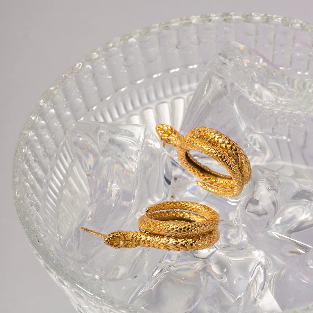 Personalized Snake Cobra Statement Gold Stud Earrings for Women 18K Gold Filled Hypoallergenic Trendy Dainty Earrings Jewelry Gifts - Image 3