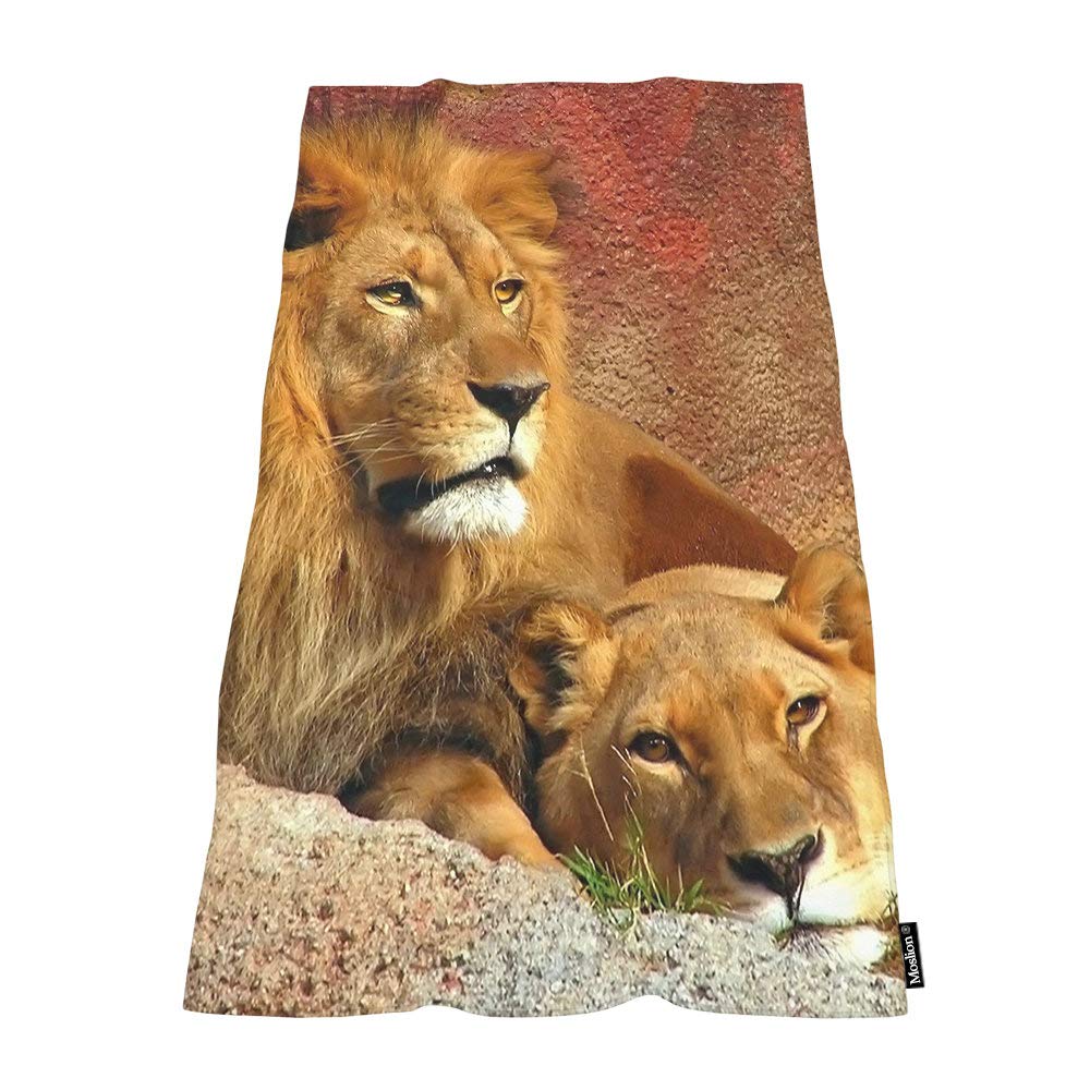 Moslion Soft Bath Towels The King of Forest Lion Comfy Bathing/Beach/Camping Towel for Women Men Girls Boys Large Size 64x32 Inches