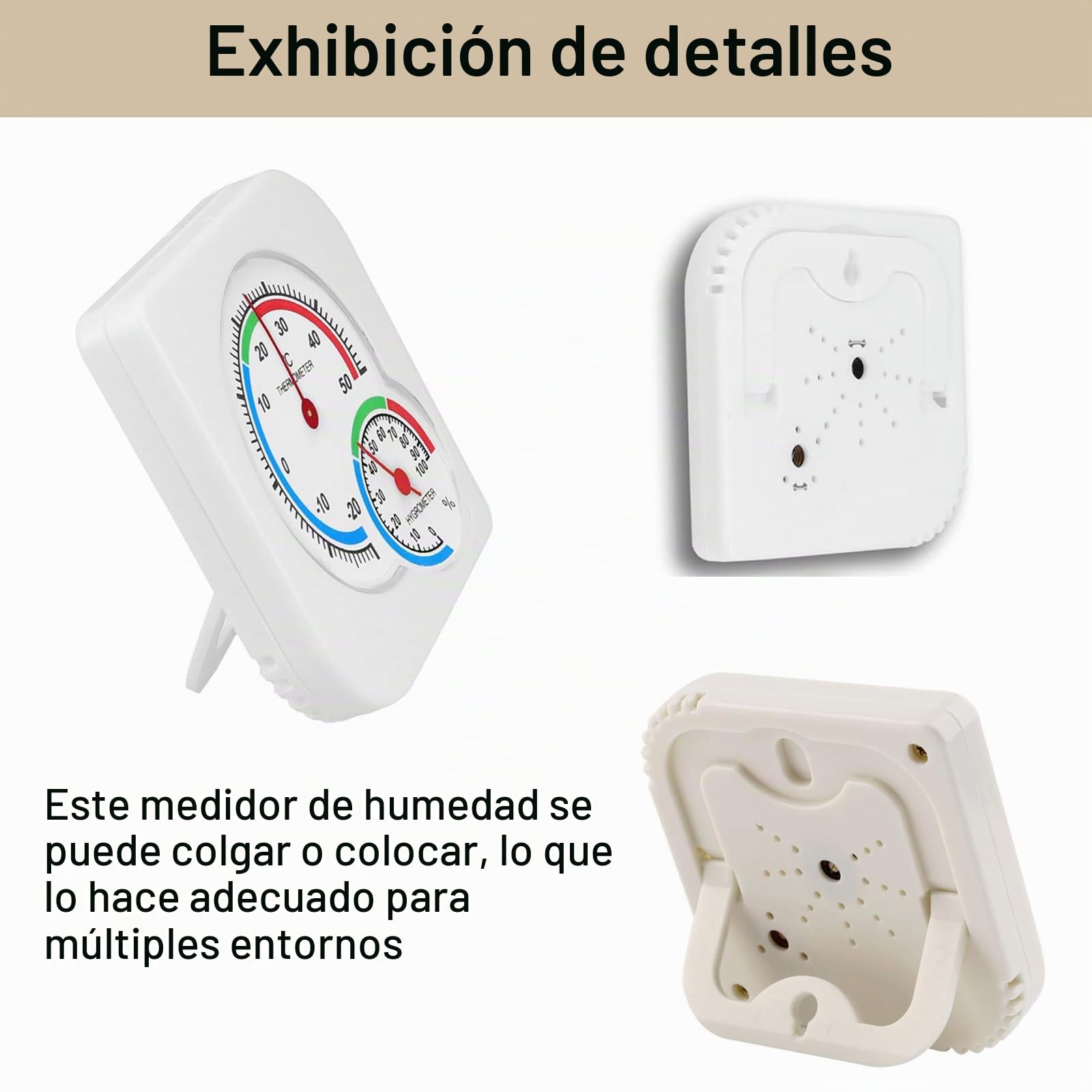 Termómetro Analógico Preciso para Clima Interior con Película Adhesiva Termo Analógico de Humedad para Dormitorio, Termometro Higrometro Analogico para uso en Interiores y Exteriores