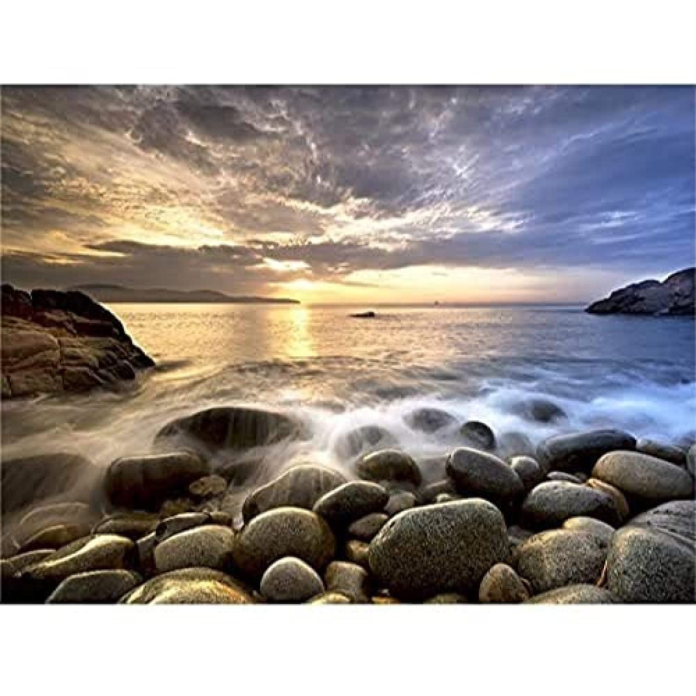Sunset Rocky Seaside Beach Wall Art Print