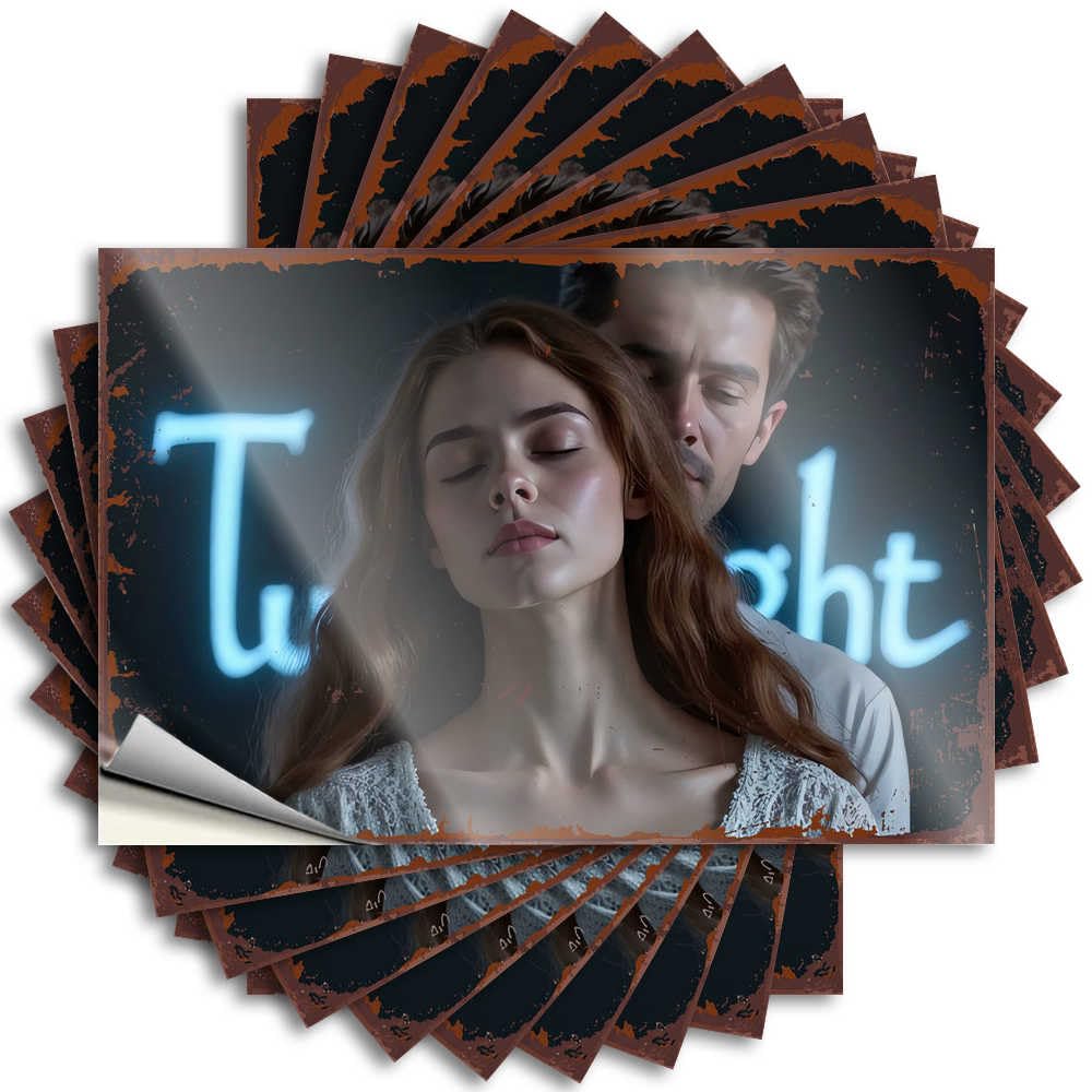 Fzfn Colour Twilight Embrace: A Romantic Night Scene Water Aesthetic - Bedroom Stuff Tattoo Self Adhesive Sticker(8X12cm)