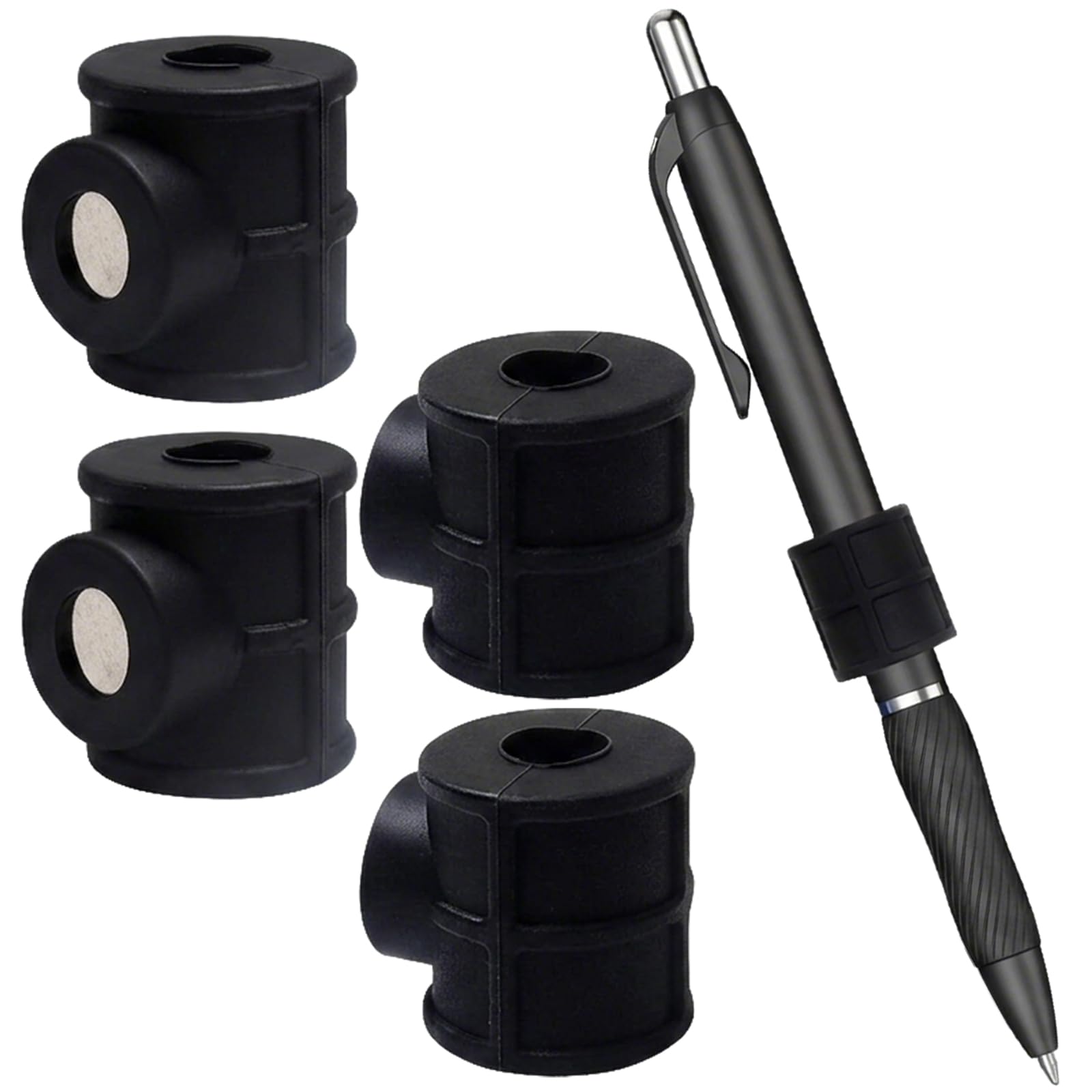 NHCDFA 4 Magnetic Pen Holder for Fridge, Magnetic Pen Holder, Practical and Handy, Ideal for Home Organizers and Note - Takers,Black