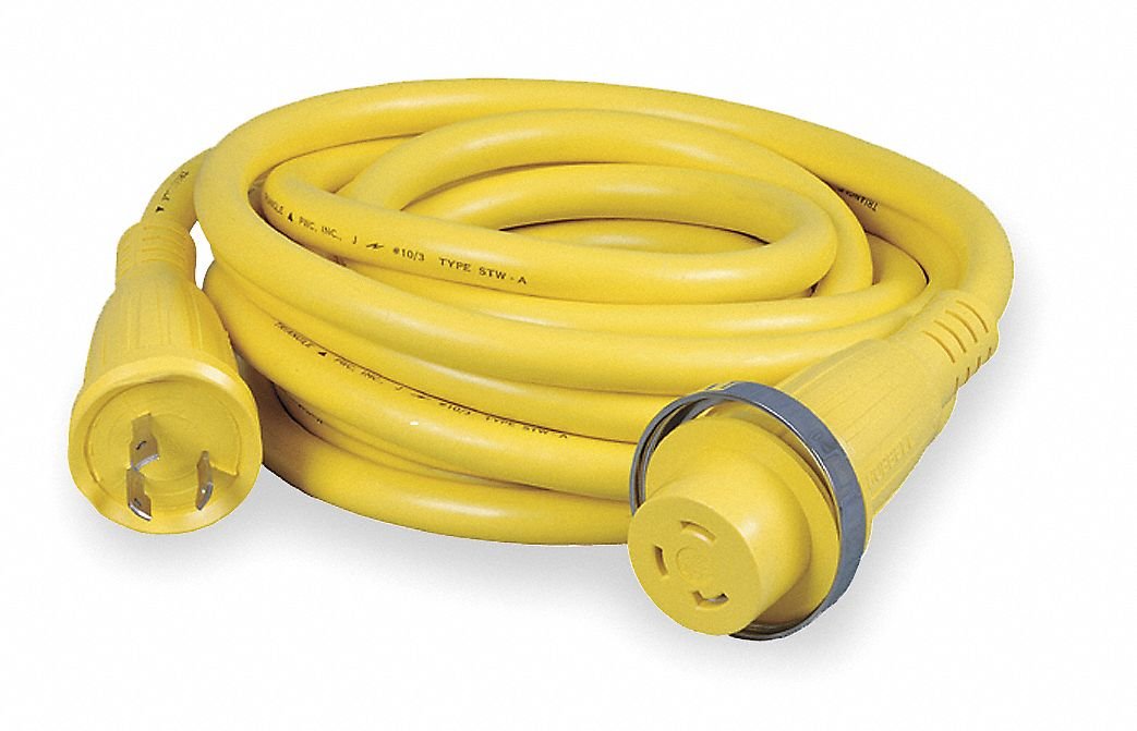 Extension Cordset, 50 Ft., 10/3, 30A, Stow