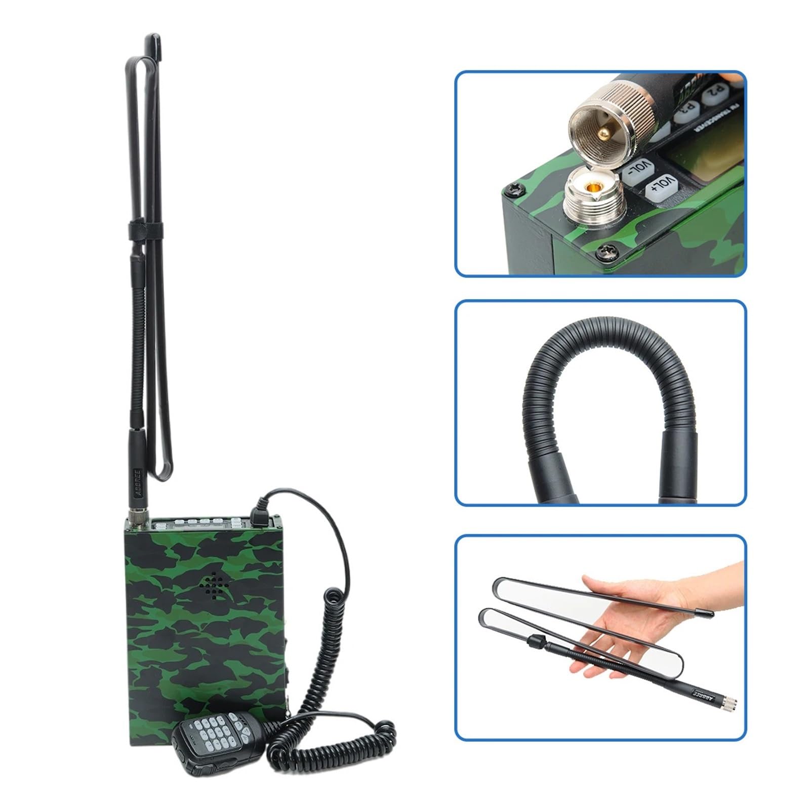 Banda CS Plegable de Cuello de Cisne VHF/UHF 144/430MHz Radio de Coche Amateur de Alta Ganancia Antena móvil/estación(124cm)