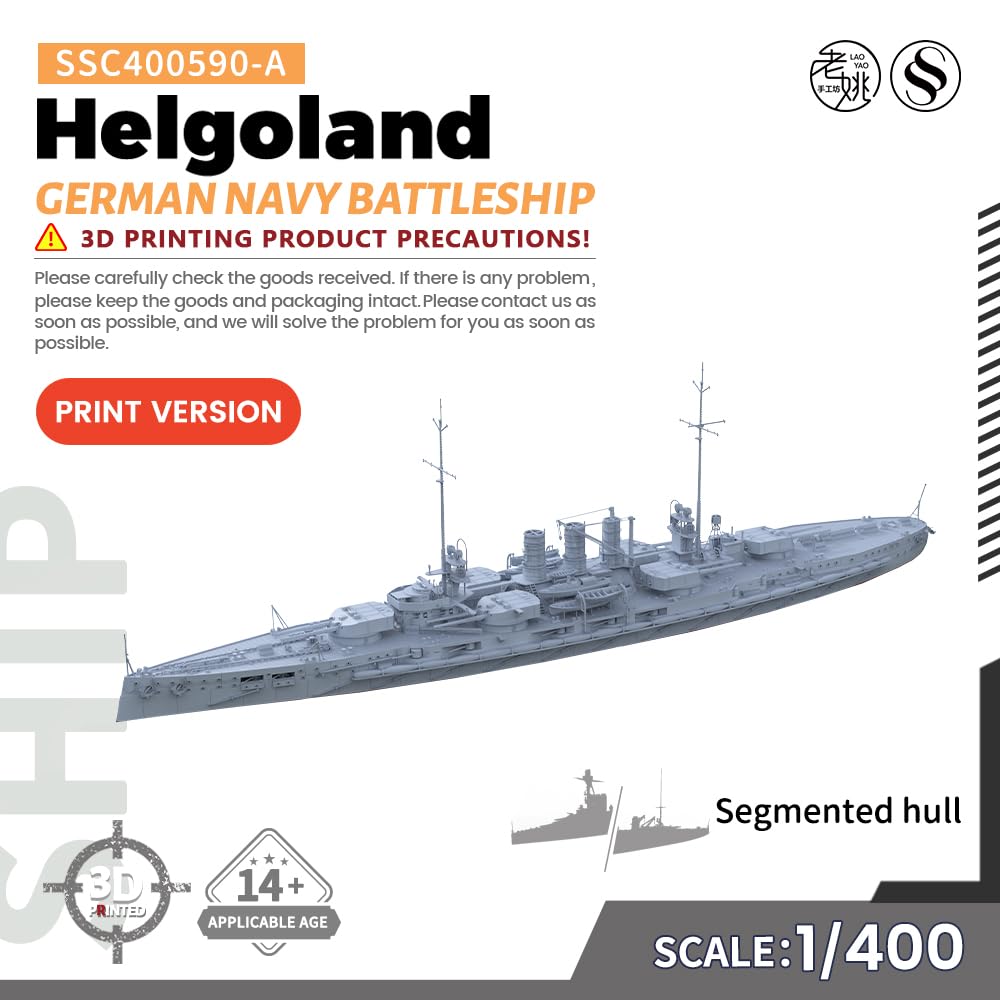 MRY-SFW SSC400590-A 1/400 zestaw do budowy modelu wojskowego Niemiecki okręt wojenny Helgoland, segmentowy kadłub