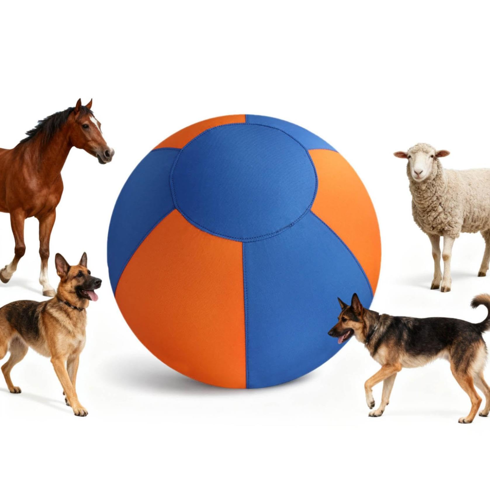 Balle de troupeau pour chiens, jouet gonflable résistant à l’usure avec poignée et pompe, grand jouet gonflable pour animaux de compagnie résistant à l’usure, balle jumbo apaisante pour chiens (Orange