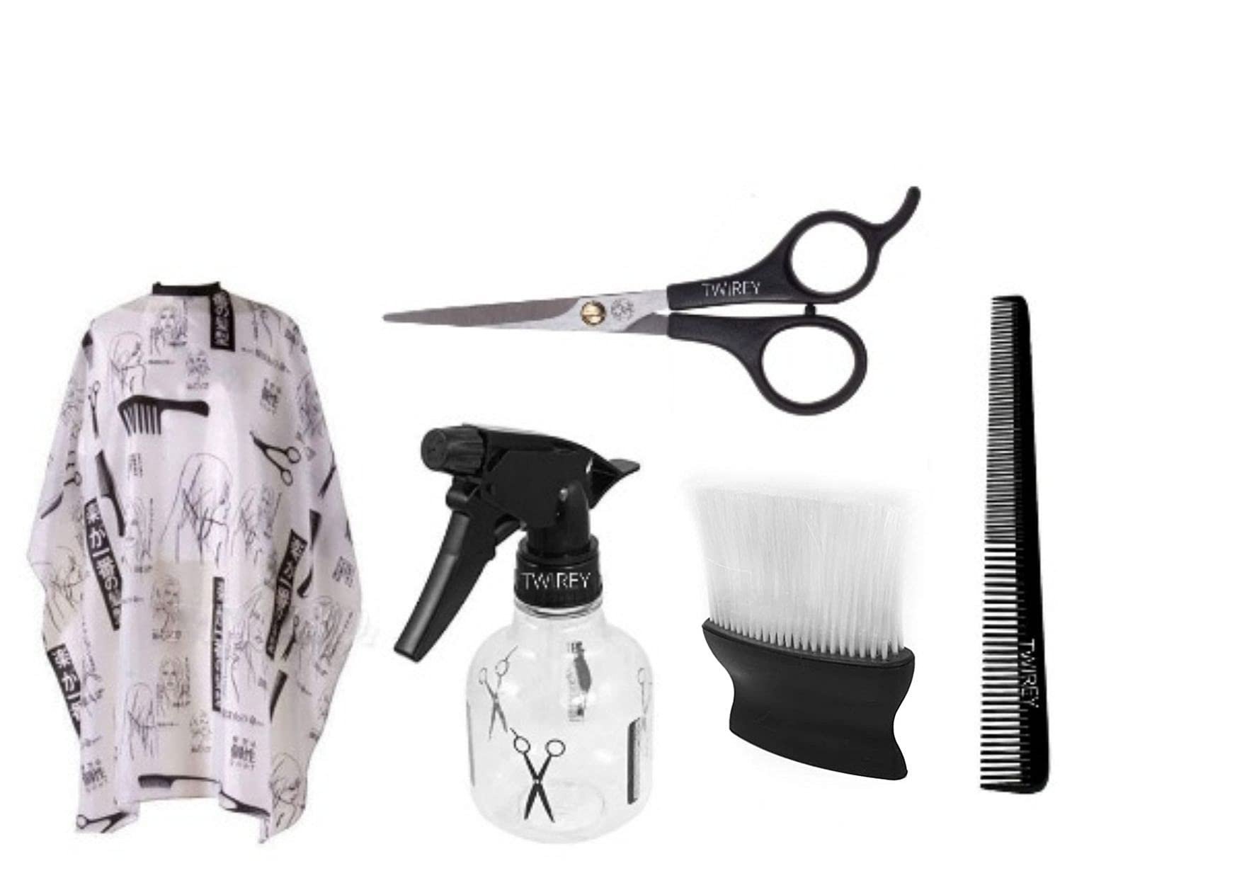 TWIREY 5In1 Professional Parlour Cutting Set(hair cutting scissorS + Hair Cutting Sheet Apron + Neck Face Duster Brush + Comb +Spray bottle)) (PACK OF 5)-image-36