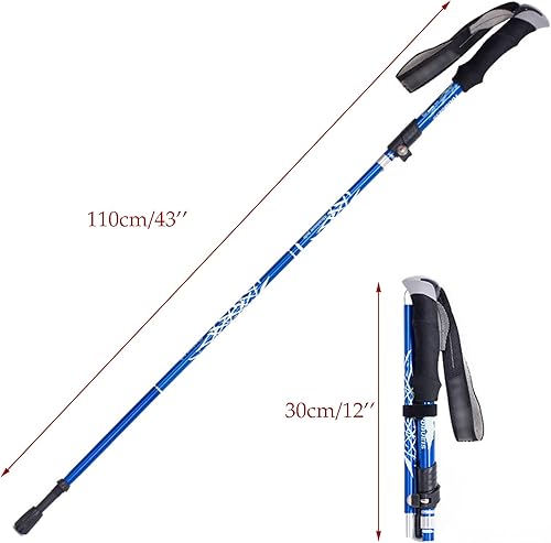 Miniatura 3 de ThreeH Paquete de 2 bastones de senderismo plegables, ligeros, plegables, ajustables, para senderismo, camping, viajes