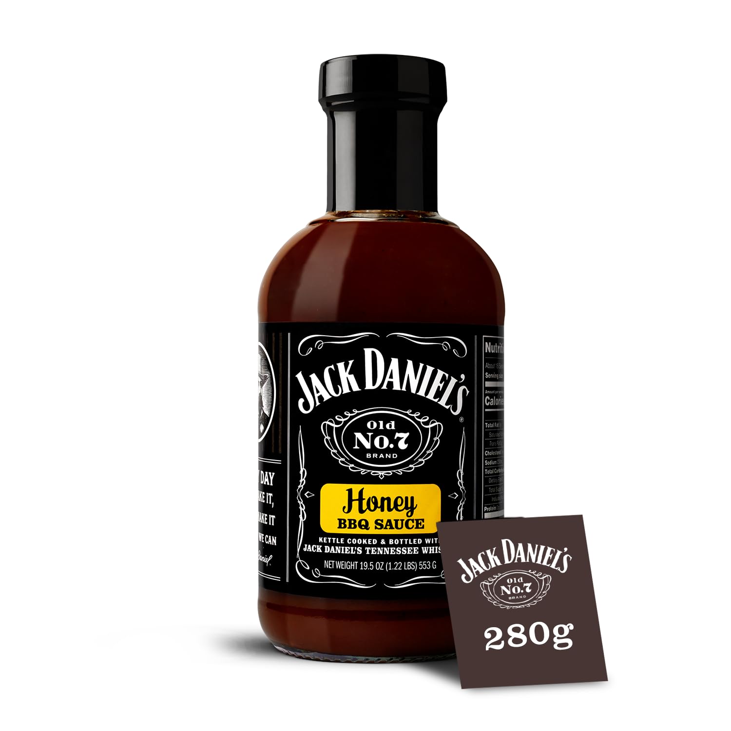 Jack Daniel's Honey BBQ Sauce, Gluten Free, Delicious Marinade, Barbecue Dipping Sauce, No Preservatives, 280g Barbecue Sauce Bottle (Small Version)