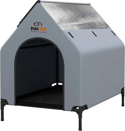 Miniatura 2 de Casa para perros al aire libre con toldo en el techo, cama elevada con ventanas de malla de 16.1 x 9.4 x 6.7 in12.6 lbs - Refugio resistente a la