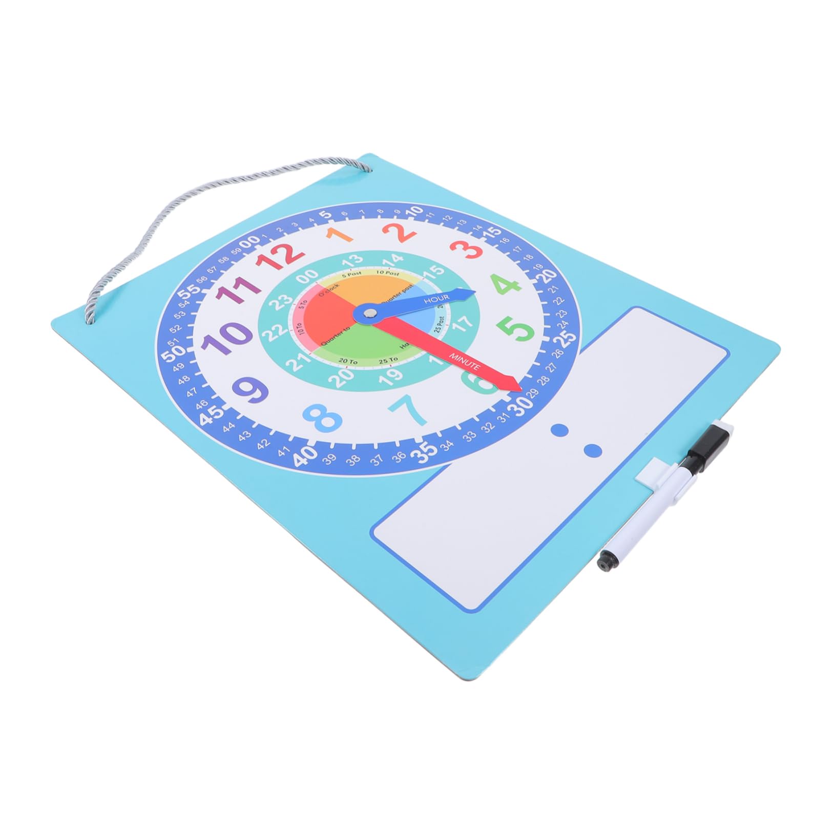 HOMSFOU 1Set Interactive Cognition Learning Clock for Wall Mounted Educational Tool with Writable Surface and Movable Hands for Math and Cognitive Development Activities