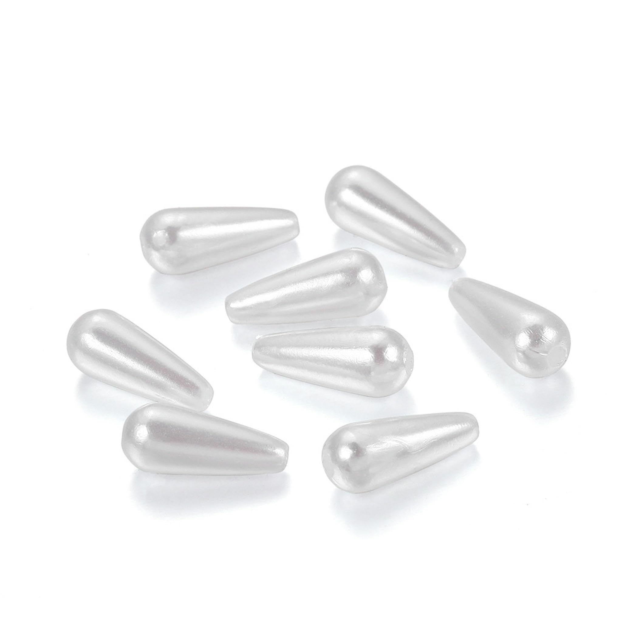 Perline distanziatrici a Goccia, Perle finte, Foro Dritto, Fai da Te, Bianche, 8x15 mm (400 pezzi/176 g)