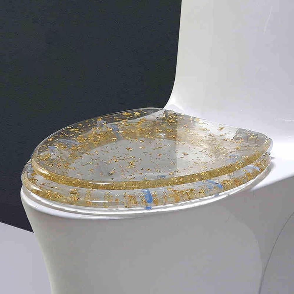 Copriwater a sgancio rapido con chiusura lenta, in resina 3D, decorativo, per WC a forma di V