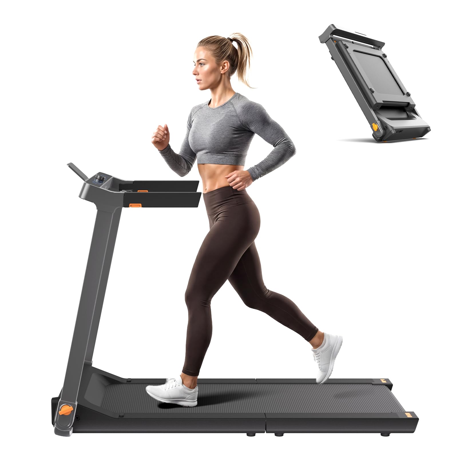 WalkingPad Tapis de Course Pliable, Silencieux Tapis de Marche avec Guidon pour Maison et Bureau, Pliage Vertical, Affichage LED, Aucune Assemblée Requise