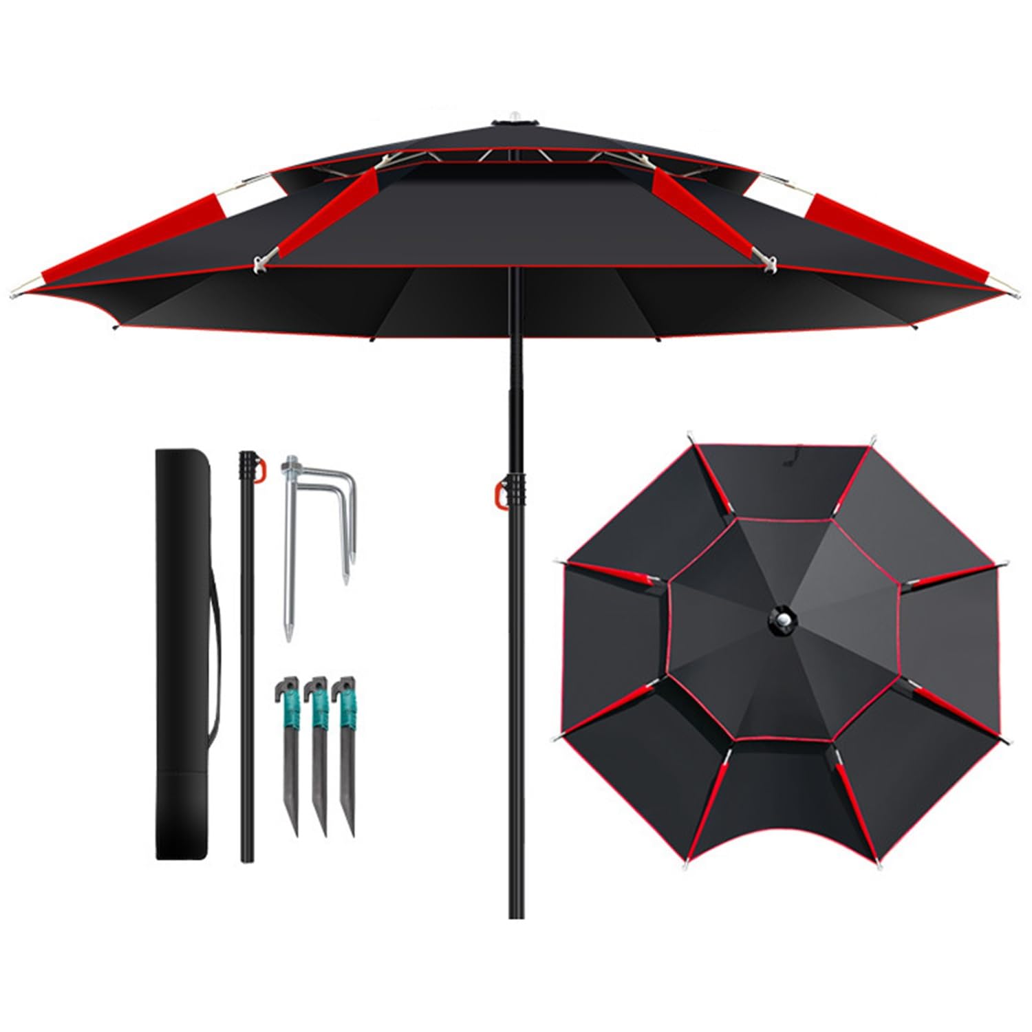Sombrilla de pesca Exterior Sombrilla de Playa portátil, Parasol Jardín de inclinable Rotación De 360° Protección UV Paraguas, para Junto a la Piscina Cámping