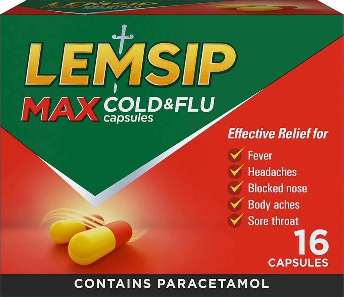 Lemsip Max Cold & Flu Lemon Capsules, 16 Capsules
