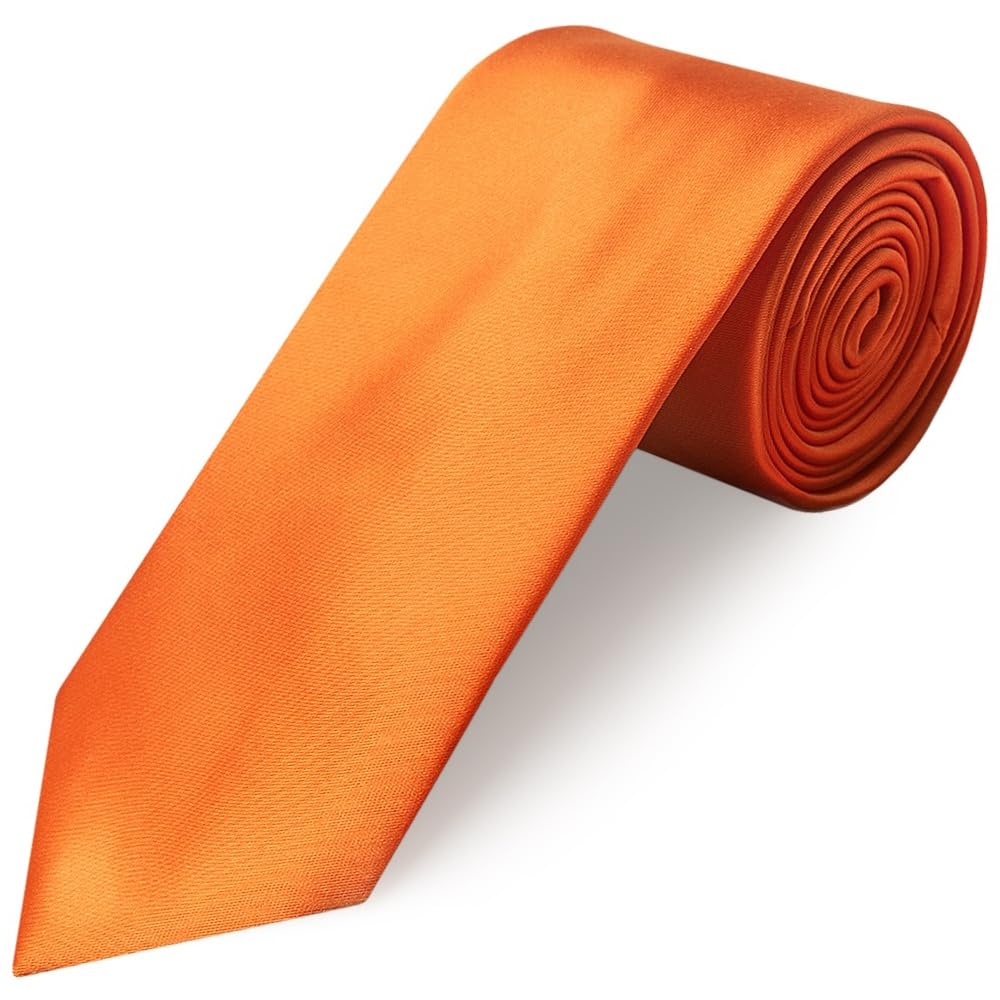 TIES R US Plain Orange Satin Classic Men's Tie
