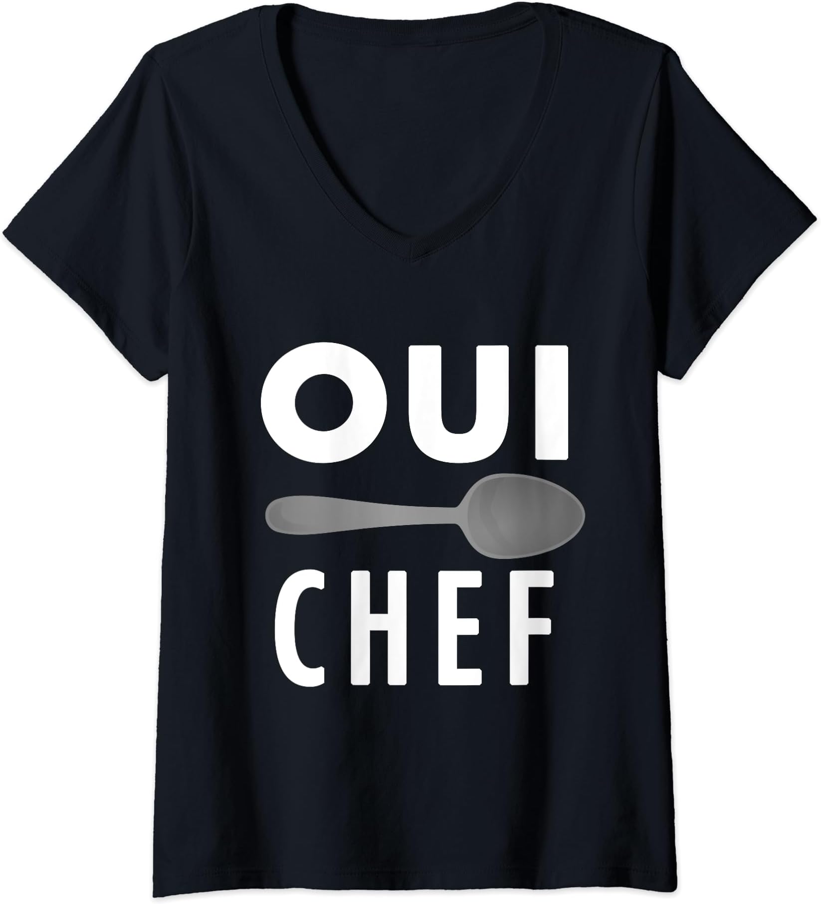 Womens Oui Chef A Funny Chef Line Cook Foodie French V-Neck T-Shirt