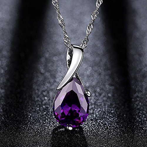 Collier pendentif améthyste de qualité supérieure taillée en forme de goutte
