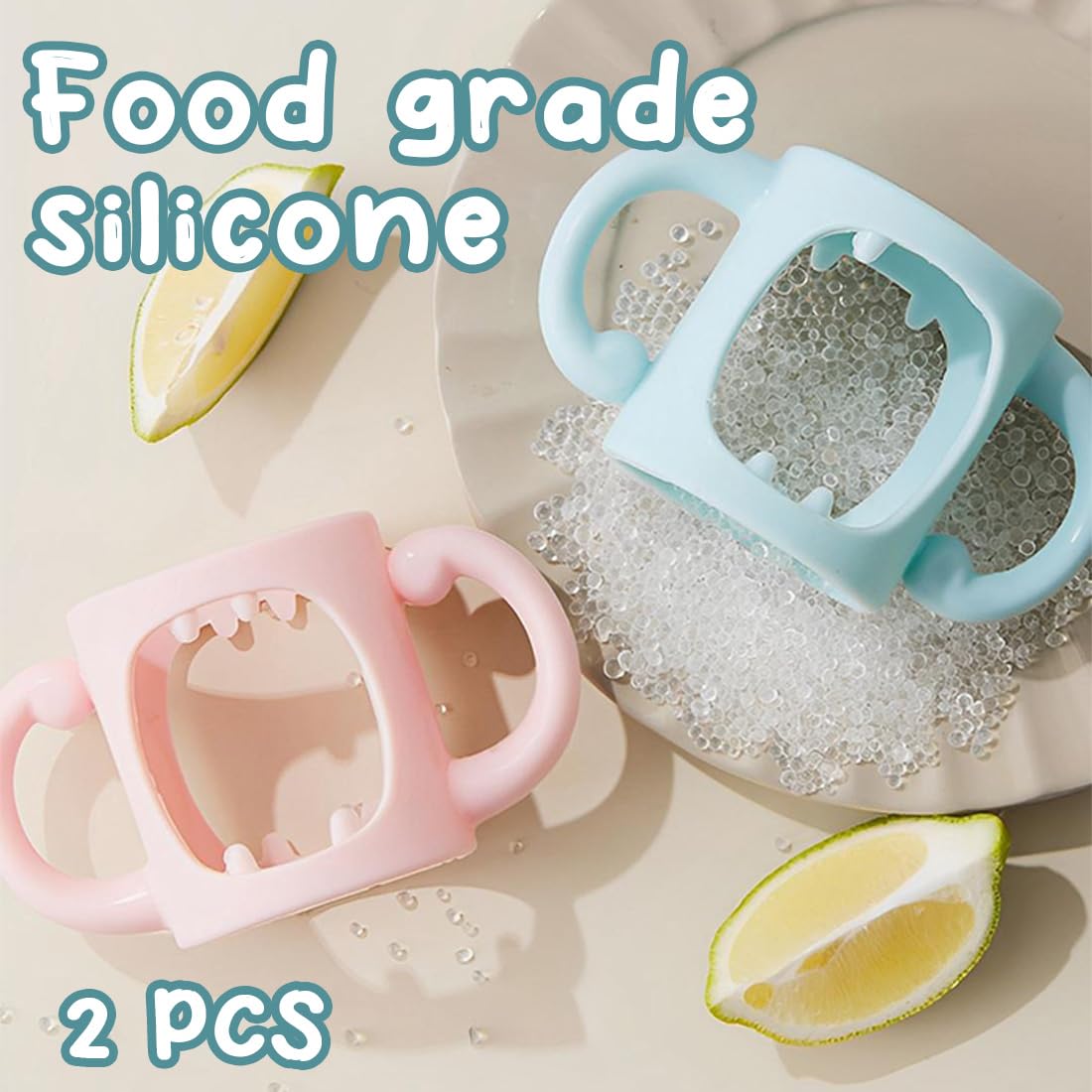 2Pcs Baby Bottle Grip, Silicone Bottle Handle, Wide Neck Baby Bottle Handles, Silicone Baby Bottle Handles With Grip Design