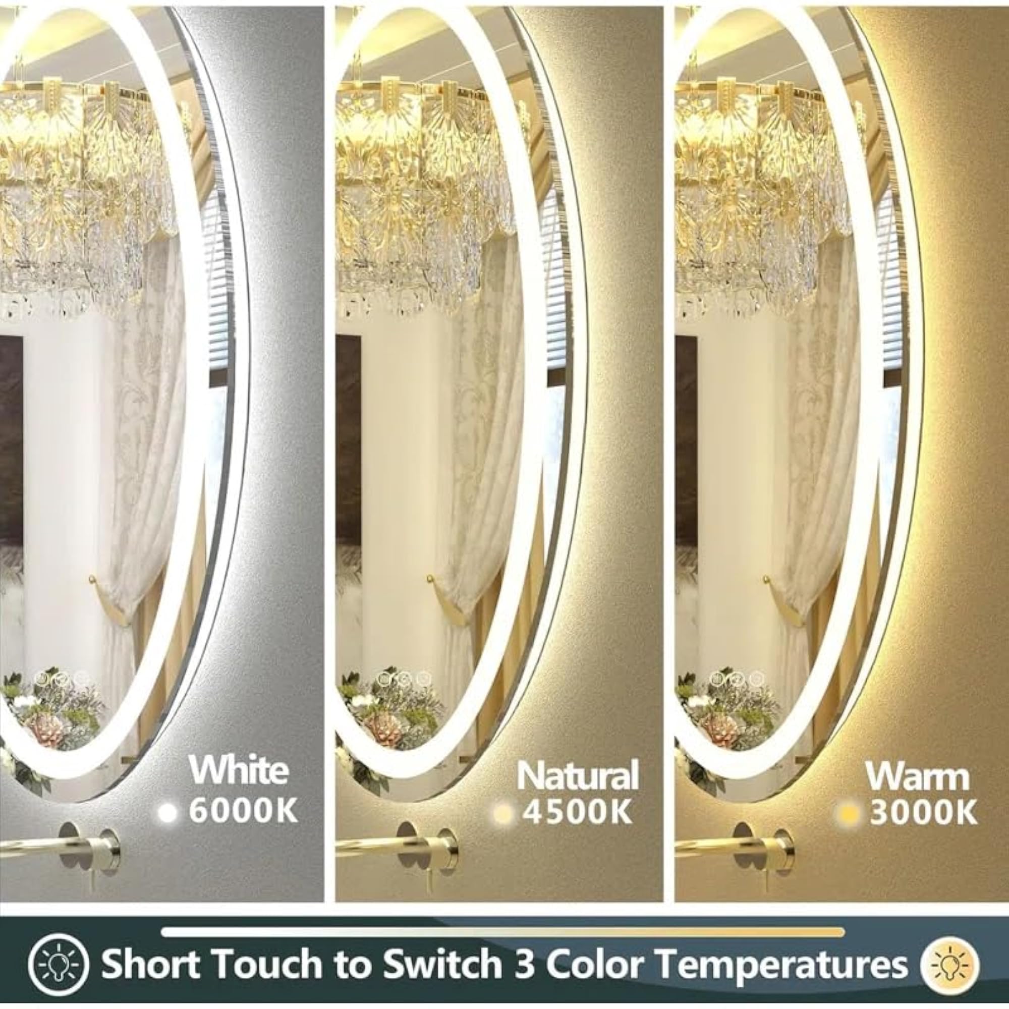Oval LED Bathroom & Vanity Mirror with Dual Side Reflection