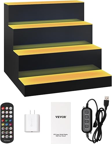Miniatura 20 de VEVOR Pantalla de botella de licor con iluminación LED, 3 niveles de 40 pulgadas, compatible con USB, estante iluminado de bar para el hogar