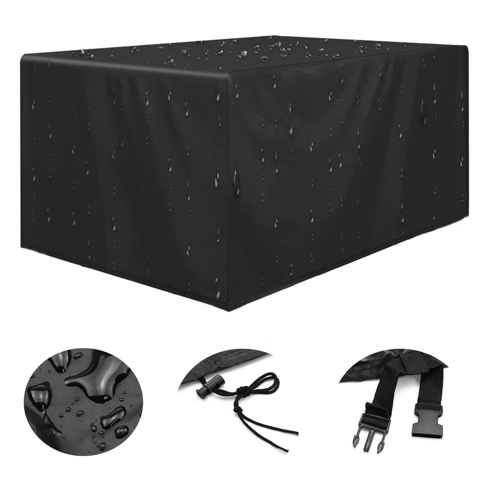 Housse De Protection Pour Table De Jardin - 130x125x80 Cm, Tissu Oxford Imperméable, Résistant Aux UV