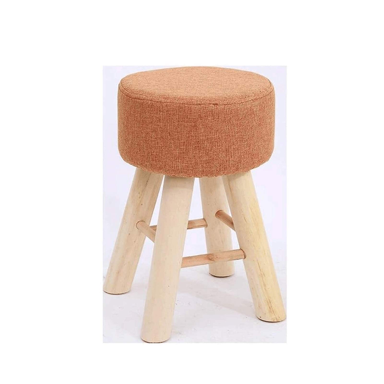 Tabouret Rond en Bois Massif et assise rembourrée élégante pour salon chic