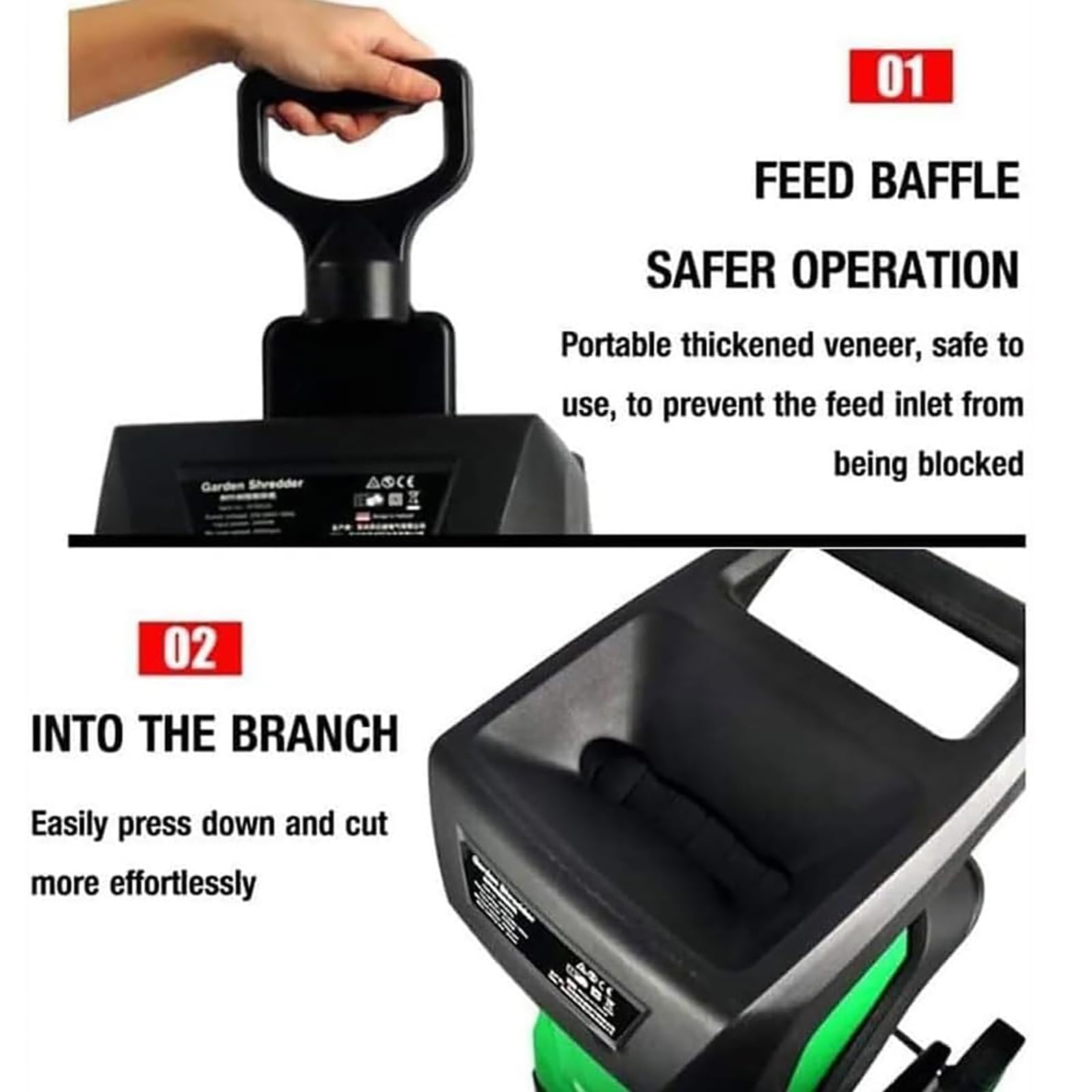 NGARY Broyeur De Végétaux Électrique, Broyeur De Végétaux Portable 2400 W avec Sac À Débris De 50 L, Diamètre De Coupe Max. 39 Mm Et Vitesse À Vide De 4500 TR/Min, pour Pelouse Et Jardin.