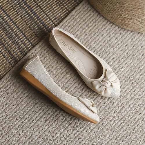 Women's Flats, Foldable Ballet Flats for Women, Fashion Bow Tie Pionted Toe Comfort Lightweight Slip-On Dress Shoes2