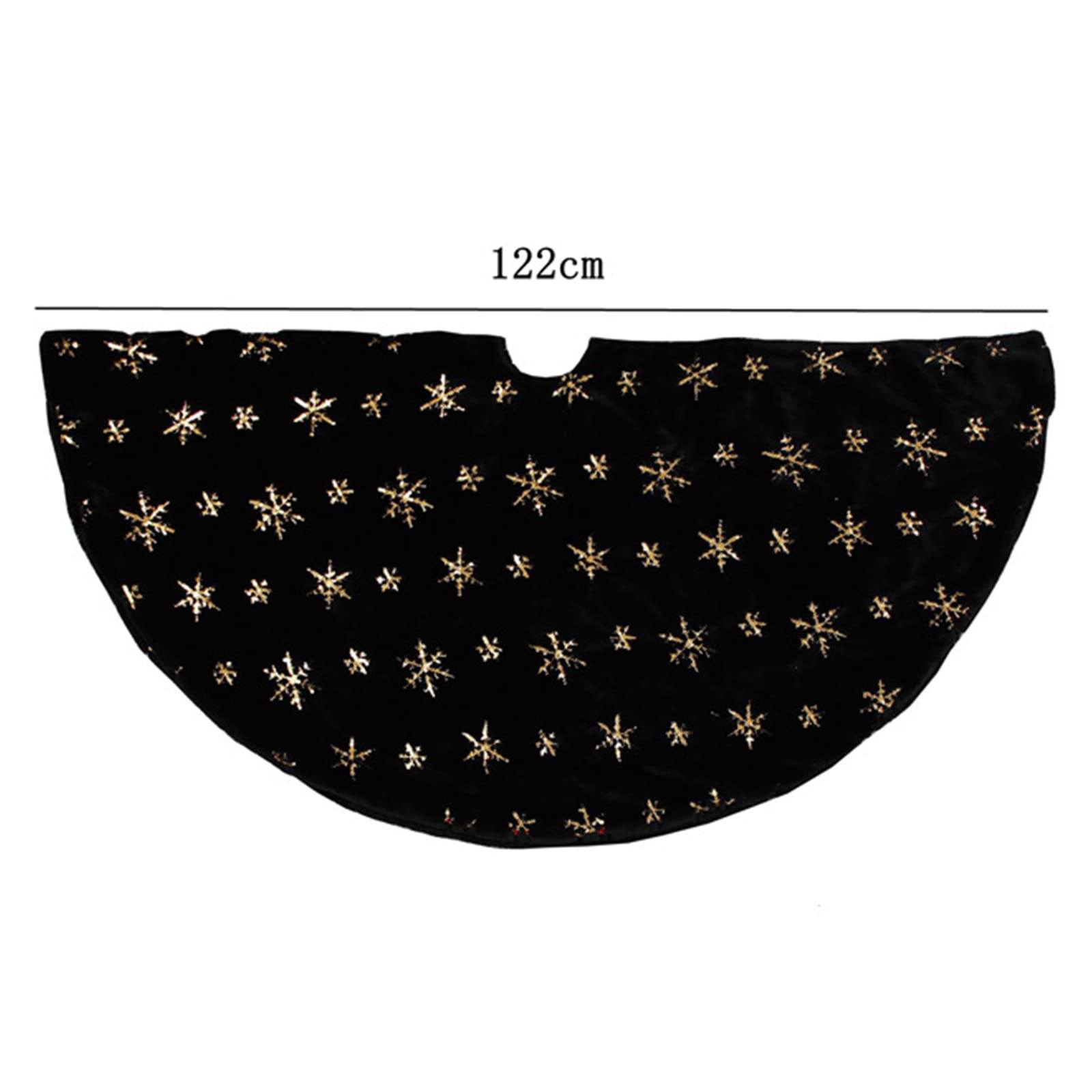 Nero Gonna per Albero di Natale con Fiocchi di Neve Falso Pelliccia Insieme A Paillettes Dorate Tappetino per Albero di Natale per Festa di Vacanza Ornamenti per Interni Ed Esterni,122cm(48inch)