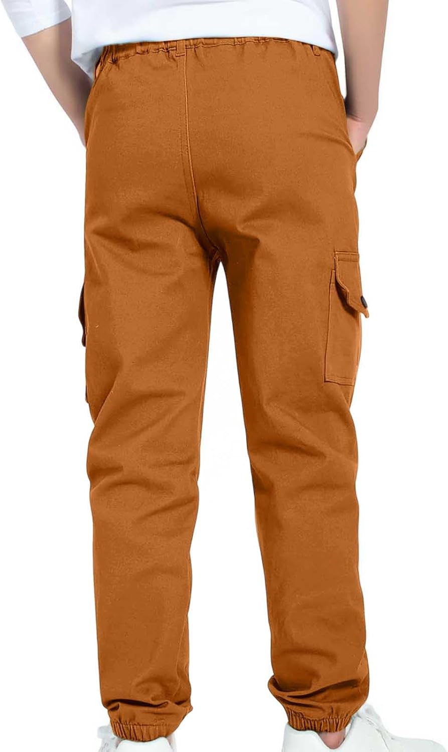 2 Pack Boys Cargo Joggers, Elastic Waist Baggy Sweatpants with Cinch Bottom for Outdoor Hiking and School