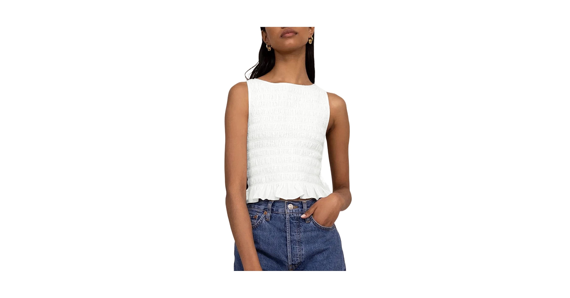 efu EATHER SLEEVELESS TOP ホワイトF FEATHER SLEEVELESS TOP | efu(エフ)official通販サイト – efu