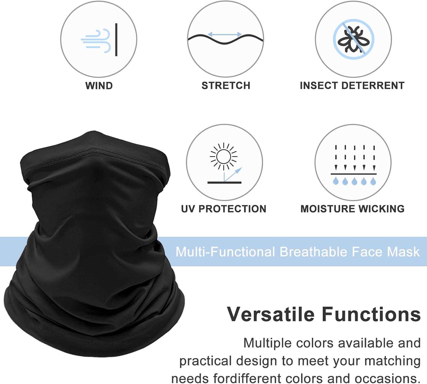 4 Pack Cooling Neck Gaiter Face Cover Mask Dust UV Protection Bandana Scarf for Men Women Fishing Cycling