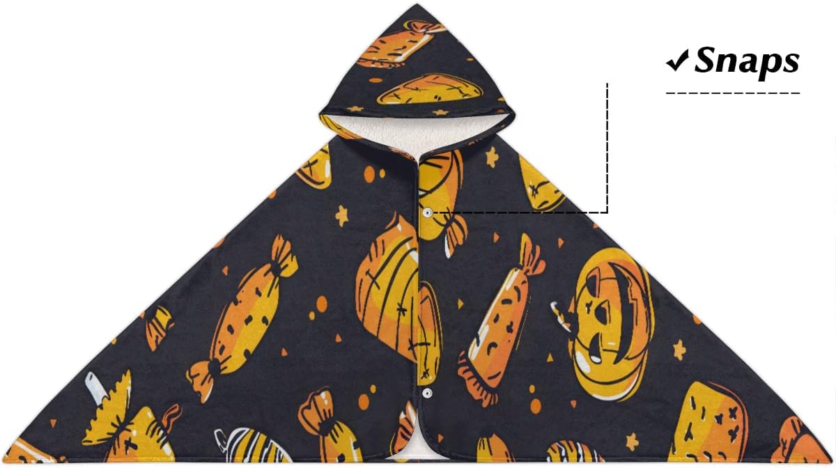 Pardick Kids Bath Towel Halloween Candy Beach Towel with Hood Pool Cover Up for Girls Boys Soft Absorbent Hooded Bath Towel Toddler Towels for Beach, Pool