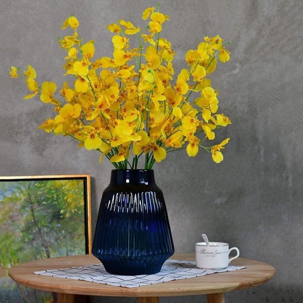 Künstliche Blumen, künstliche Phalaenopsis-Blumen, künstliches Blumenset mit Vase, künstliche Blumen für Zuhause, Tischdekoration, Hochzeit, Party, Plastikblumen, Heimdekoration