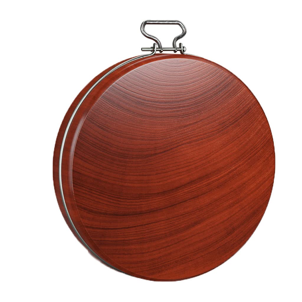 Planche À Découper Ronde Et Lourde en Bois Double Face De Qualité Supérieure avec Poignées en Acier Inoxydable pour Légumes, Planche À Découper pour Découper La Viande Ou（48Cm/18.8In）