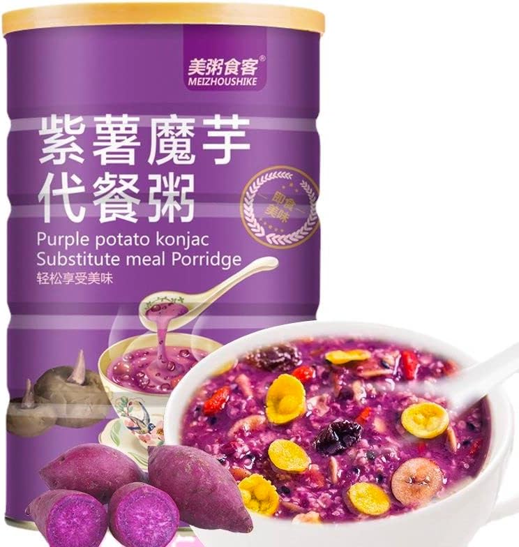 wa sai luo Tremella Instant Lotus Root Starch Soup,nut and Powder Corn paste, purple potato porridge, soybean milk 500g / can (Congee with Konjak,1 pcs)