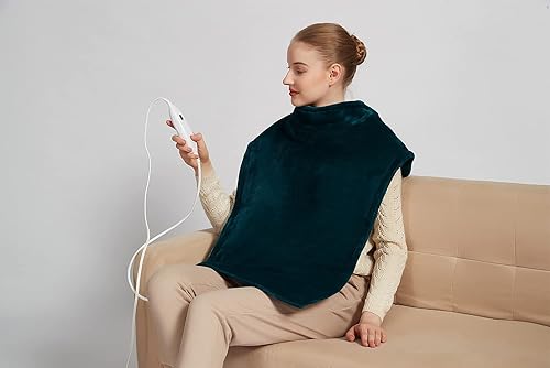 Miniatura 8 de Ruqiji Almohadilla de calefacción de cuello y hombros y espalda de 26 x 35 pulgadas con tecnología de calentamiento rápido y 6 ajustes de